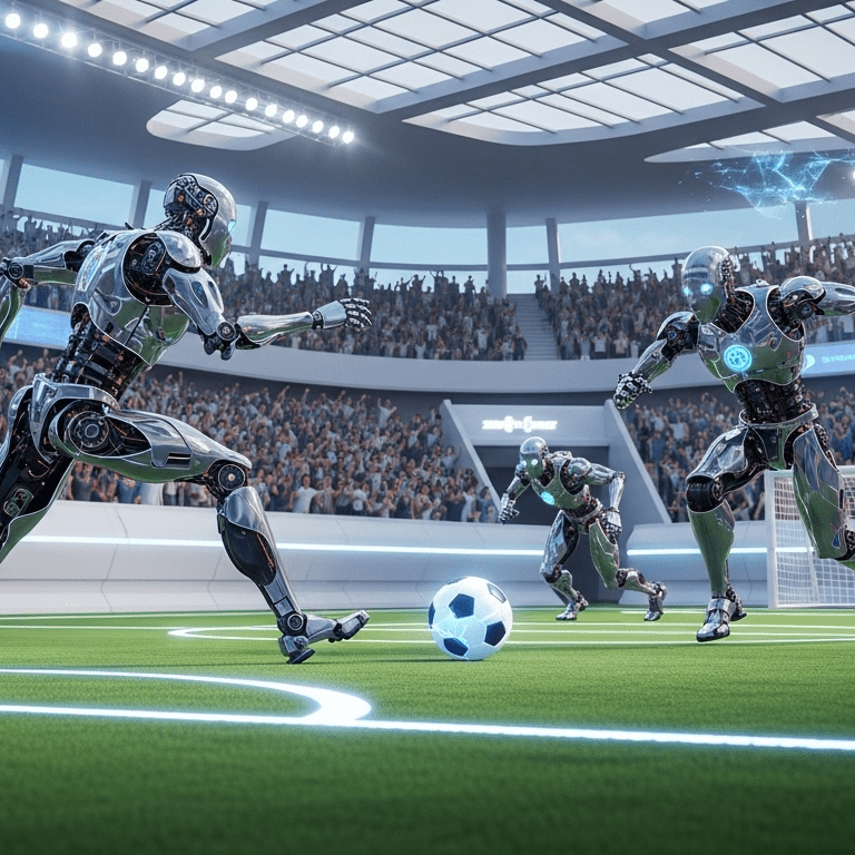 Leia mais sobre o artigo Primeira partida de futebol entre robôs humanoides com inteligência artificial na China